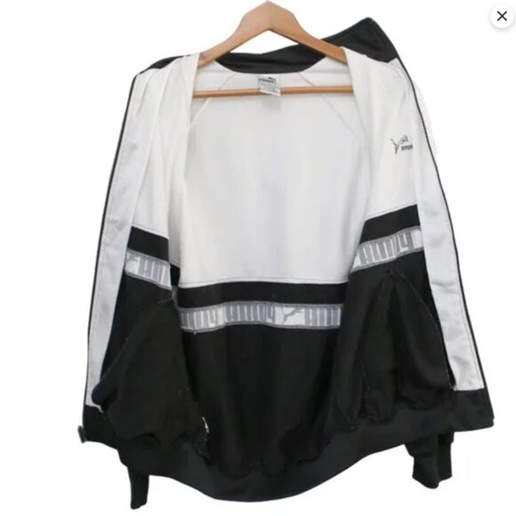 PUMA 90s Track Jacket Black White Mock Neck Running Coat MMQ Windbreaker Classic - Picture 4 of 9